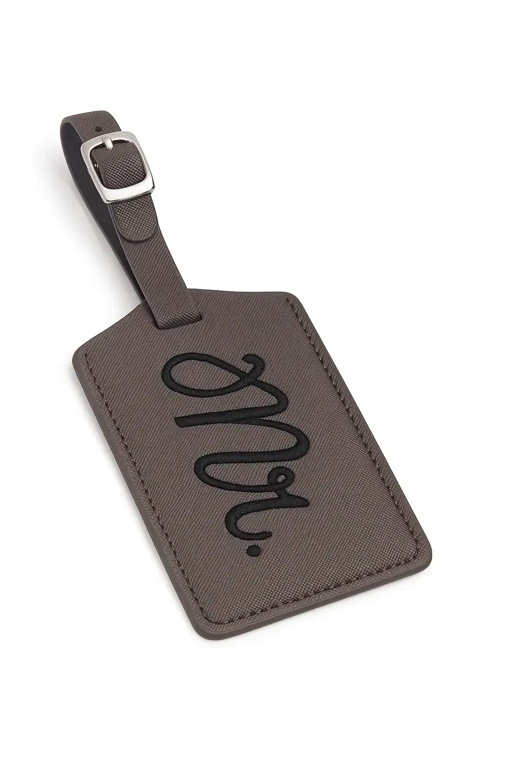 תג למזודה דגם רקמה אפור